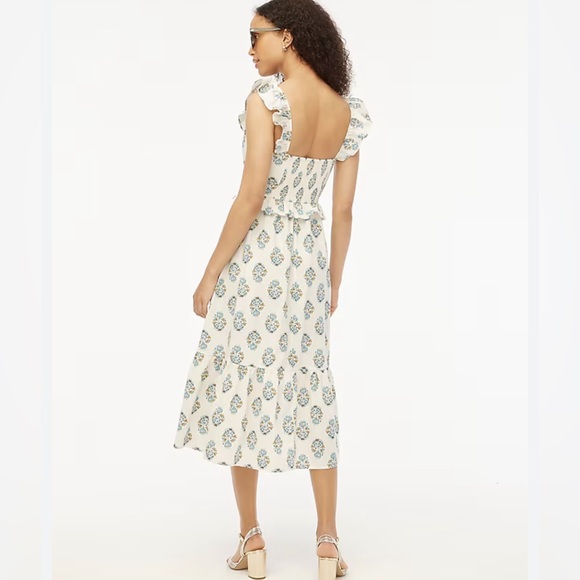 J. Crew Factory V Neck Ruffle Midi Dress - Picture 2 of 7